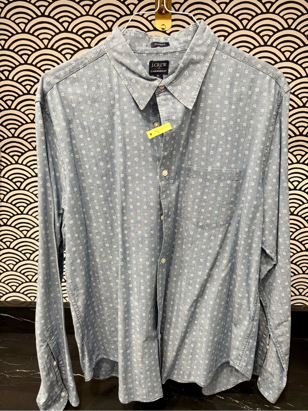 J. Crew Light Blue Chambray Button-Down with Micro Floral Print